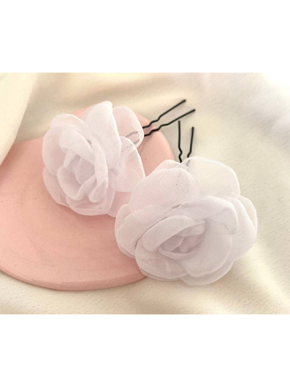 Par de Enfeite de Cabelo para Noivas Camélia Grande Pin