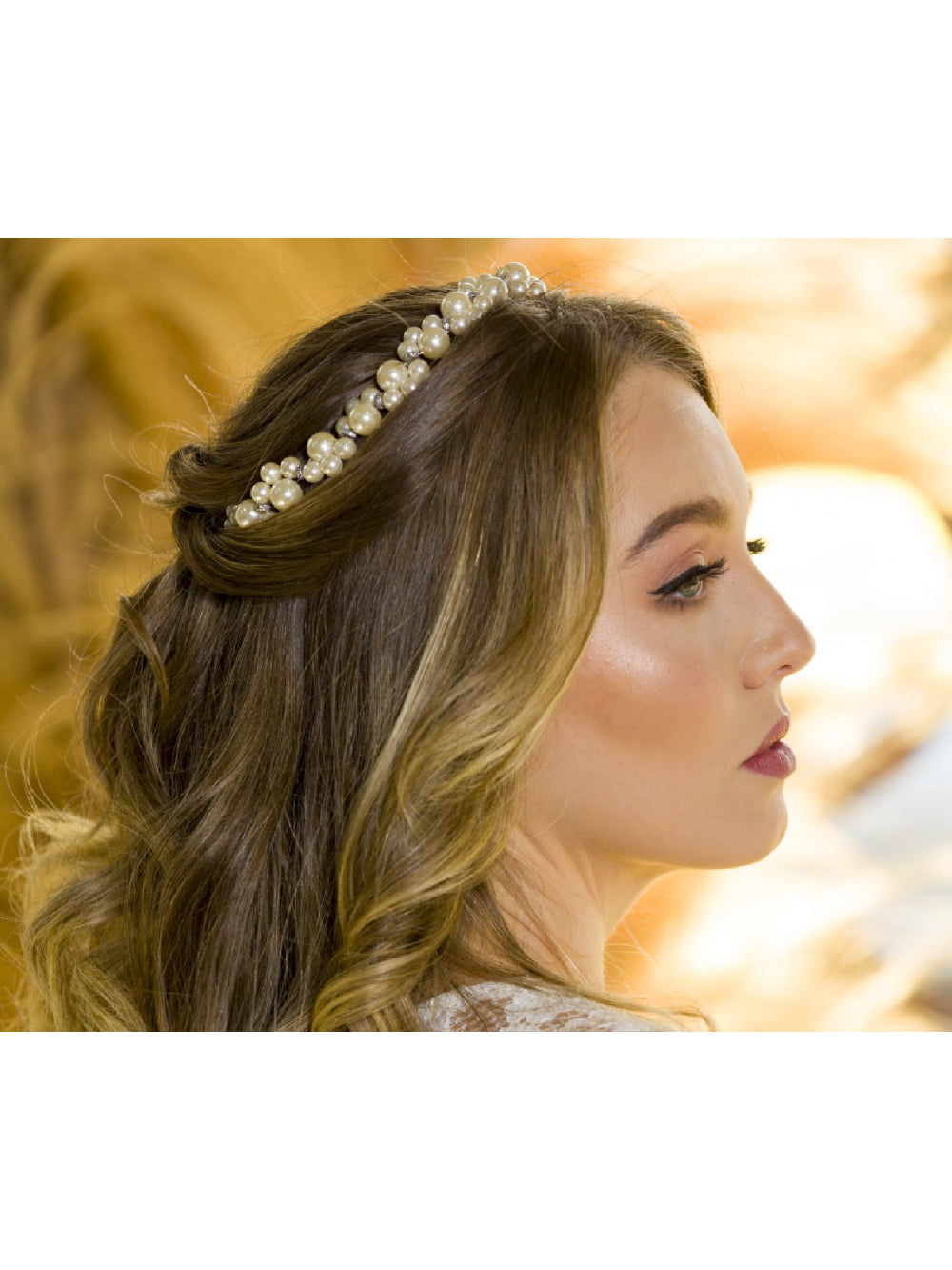 Tiara Coroa Grinalda de Pérolas Noiva