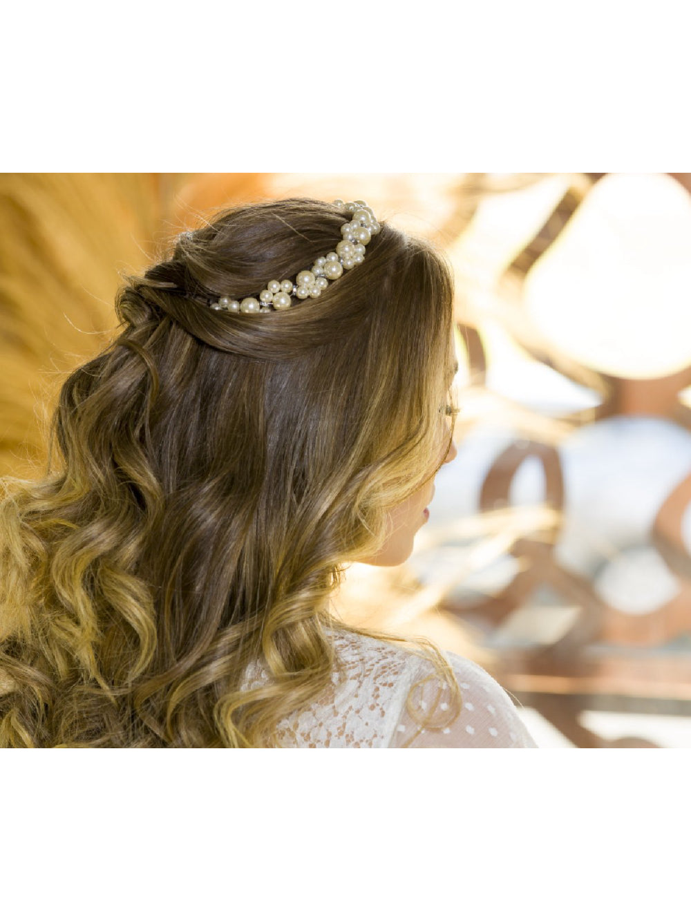 Tiara Coroa Grinalda de Pérolas Noiva