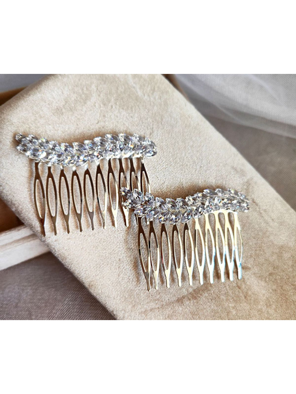 Par Arranjo Folhas de Zircônia Brilho Penteado Noiva Festa