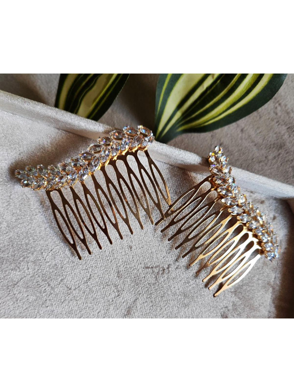Par Arranjo Folhas de Zircônia Brilho Penteado Noiva Festa