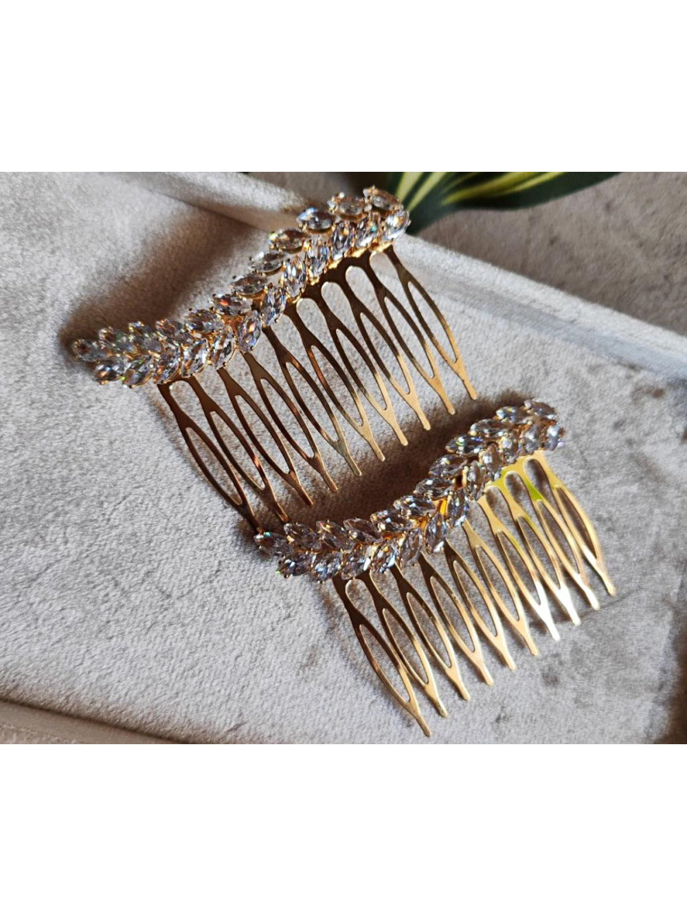 Par Arranjo Folhas de Zircônia Brilho Penteado Noiva Festa