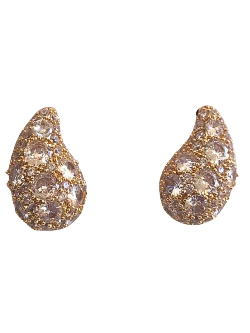 Brinco Gota Curvada Cravejada Strass Brilho Bijuteria