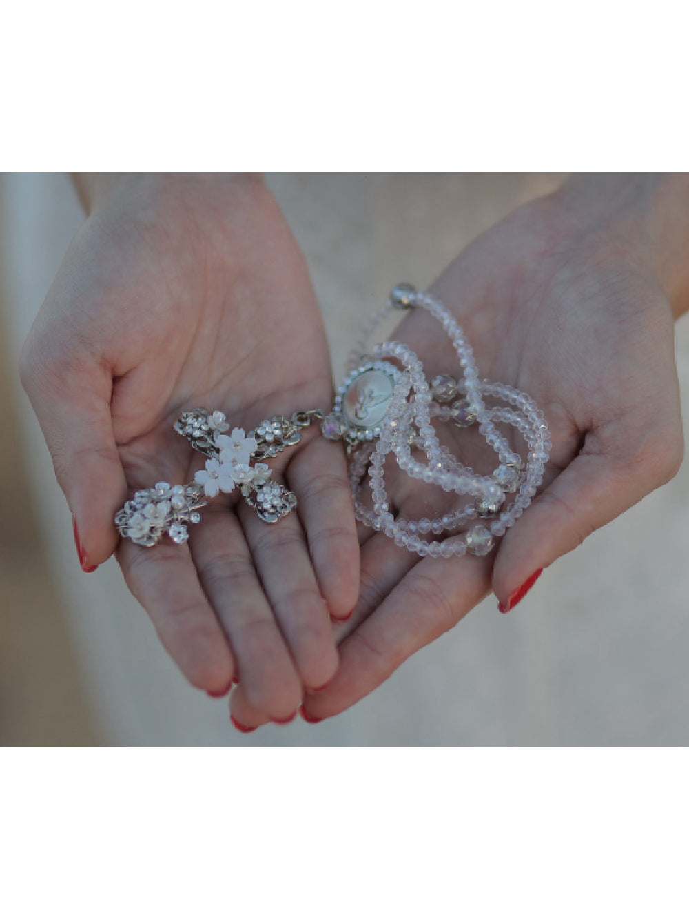 Terço Fio de Cristais Delicado Noiva Buque Casamento
