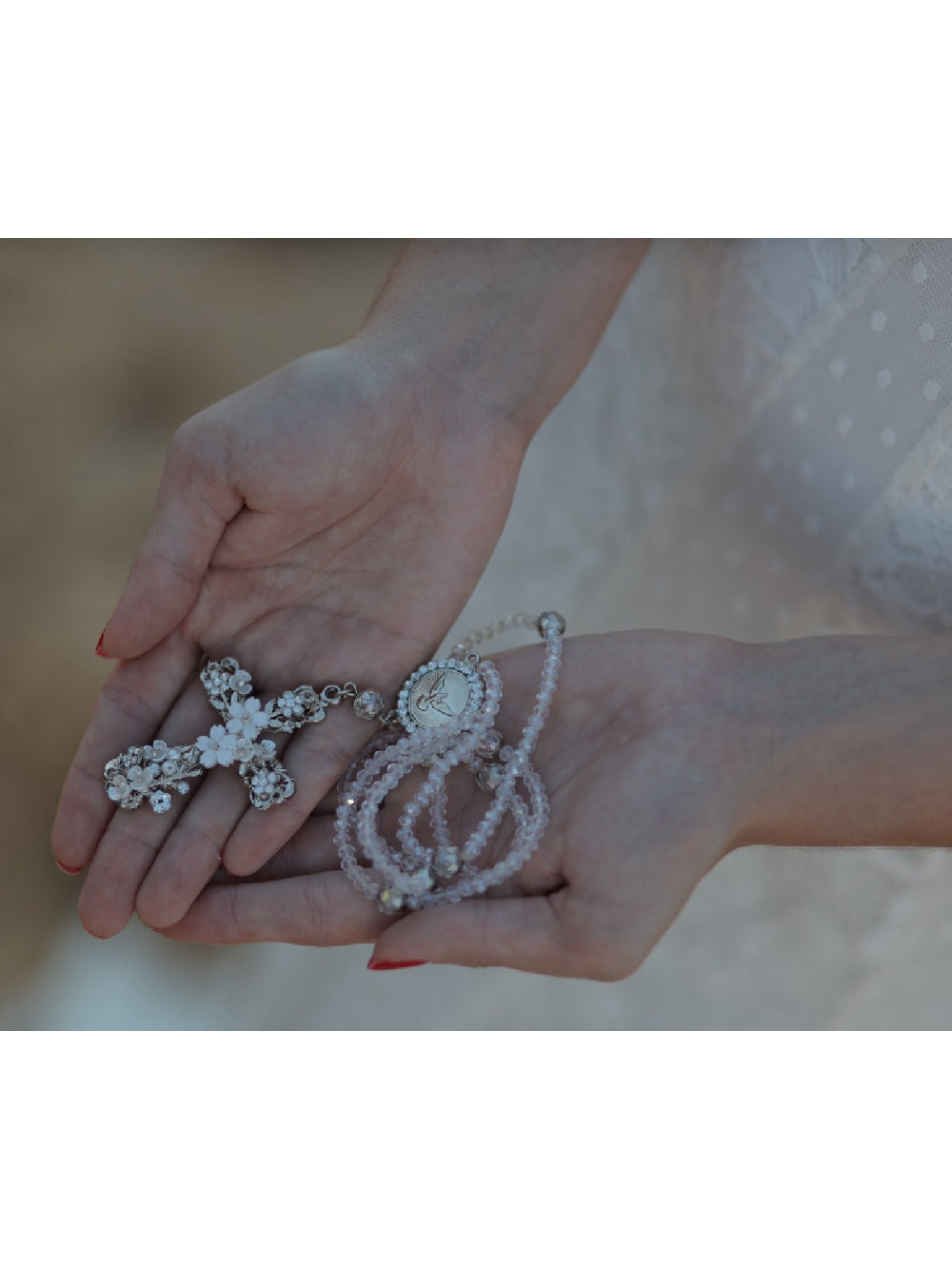 Terço Fio de Cristais Delicado Noiva Buque Casamento