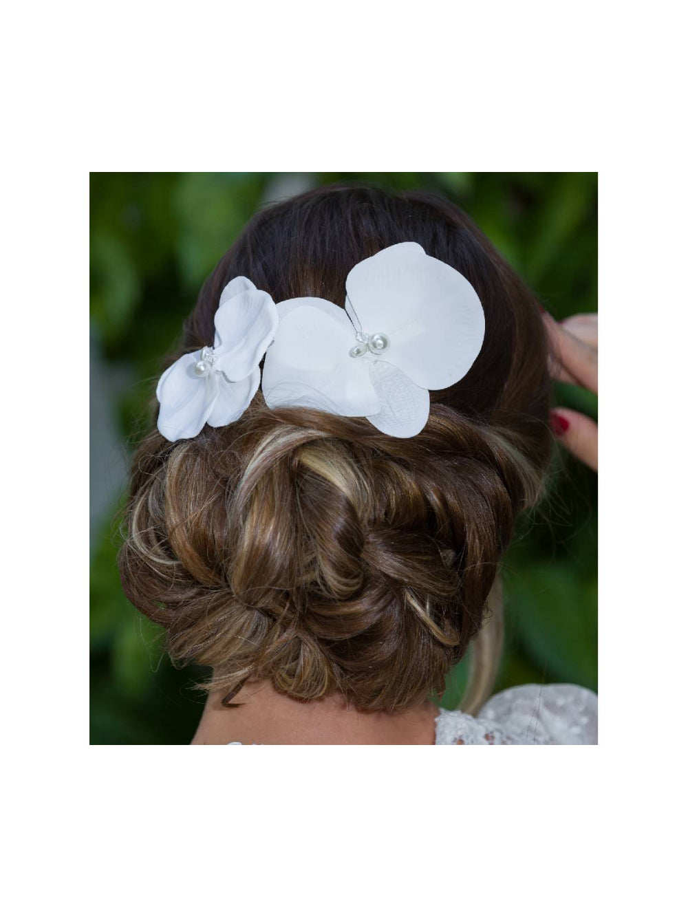 Orquídeas Brancas Luxo Arranjo Grinalda Flor de Cabelo Noiva Kit 2