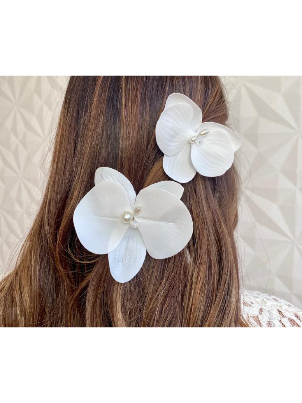 Orquídeas Brancas Luxo Arranjo Grinalda Flor de Cabelo Noiva Kit 2