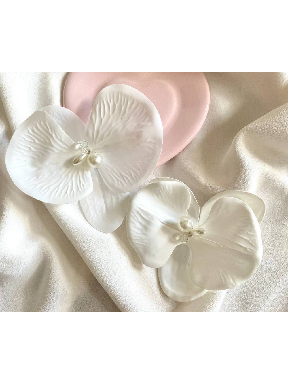 Orquídeas Brancas Luxo Arranjo Grinalda Flor de Cabelo Noiva Kit 2
