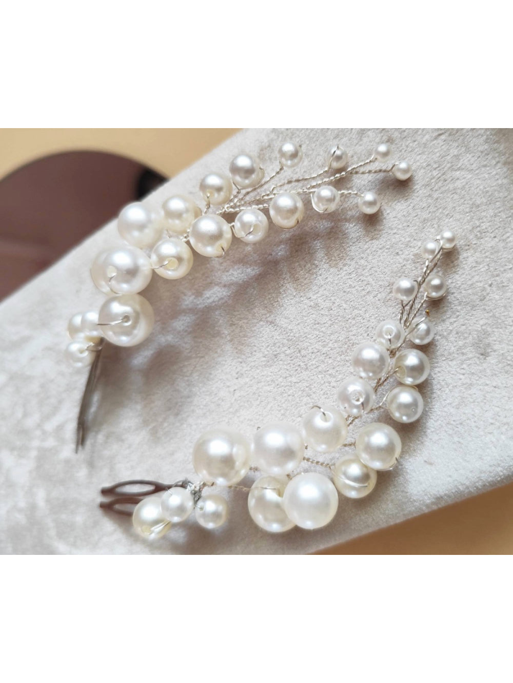 Par de Arranjo Cascata de Pérolas Noiva Penteado Casamento