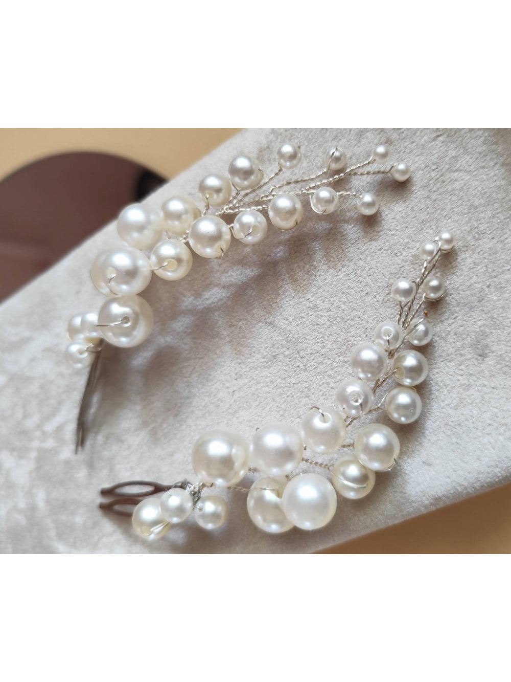 Par de Arranjo Cascata de Pérolas Noiva Penteado Casamento