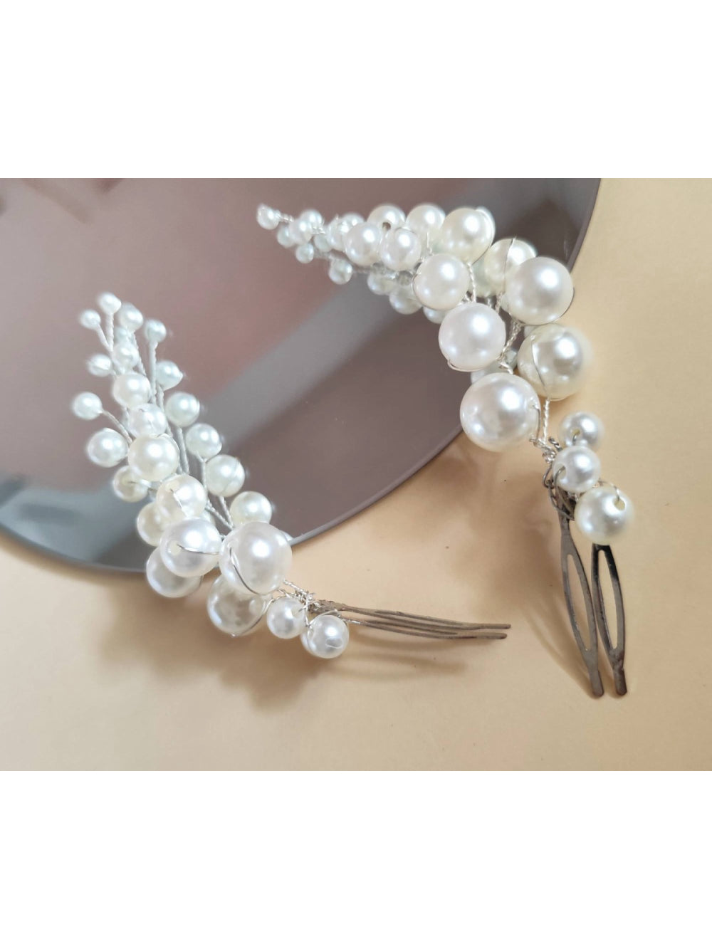 Par de Arranjo Cascata de Pérolas Noiva Penteado Casamento