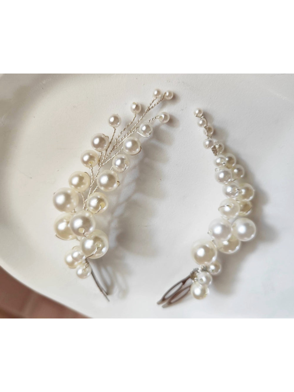 Par de Arranjo Cascata de Pérolas Noiva Penteado Casamento