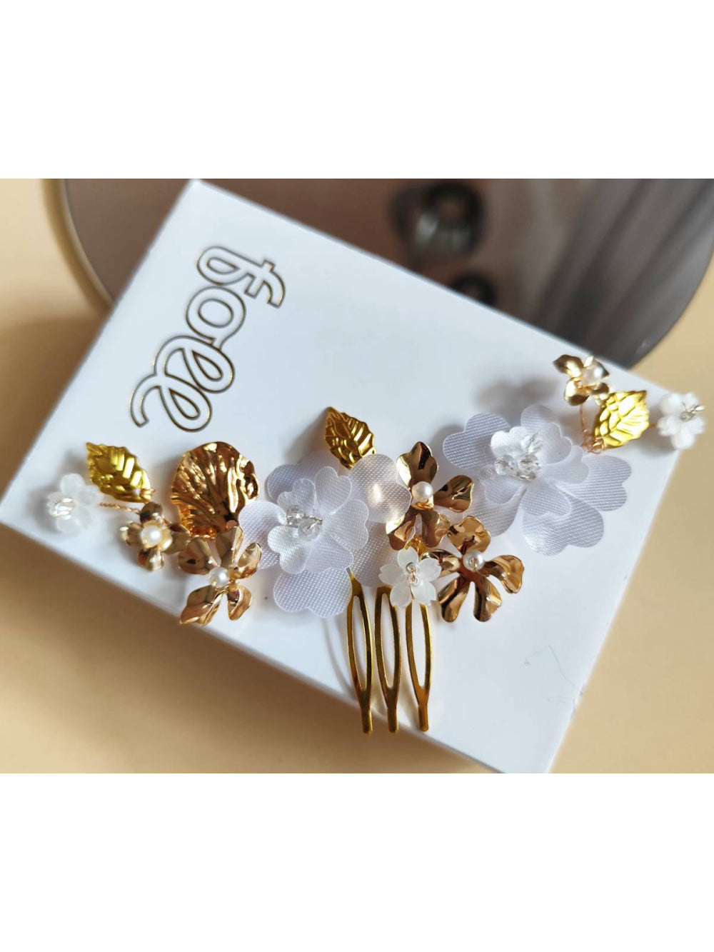 Grinalda Pente Flores Douradas Arranjo Cabelo Noiva