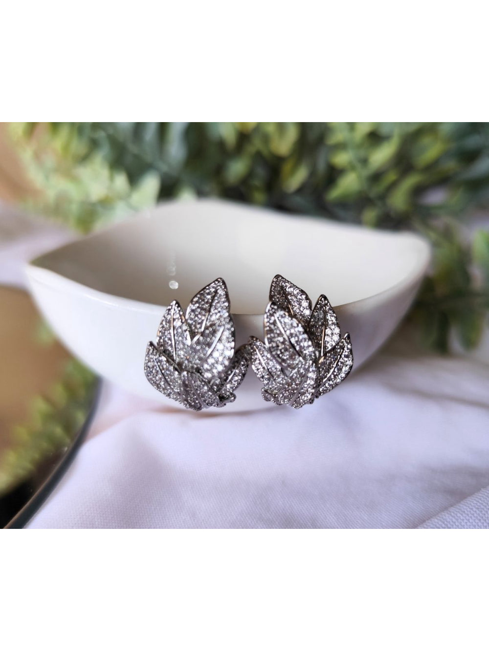 Brinco Noiva Folhas Delicado Micro Zircônia Festa