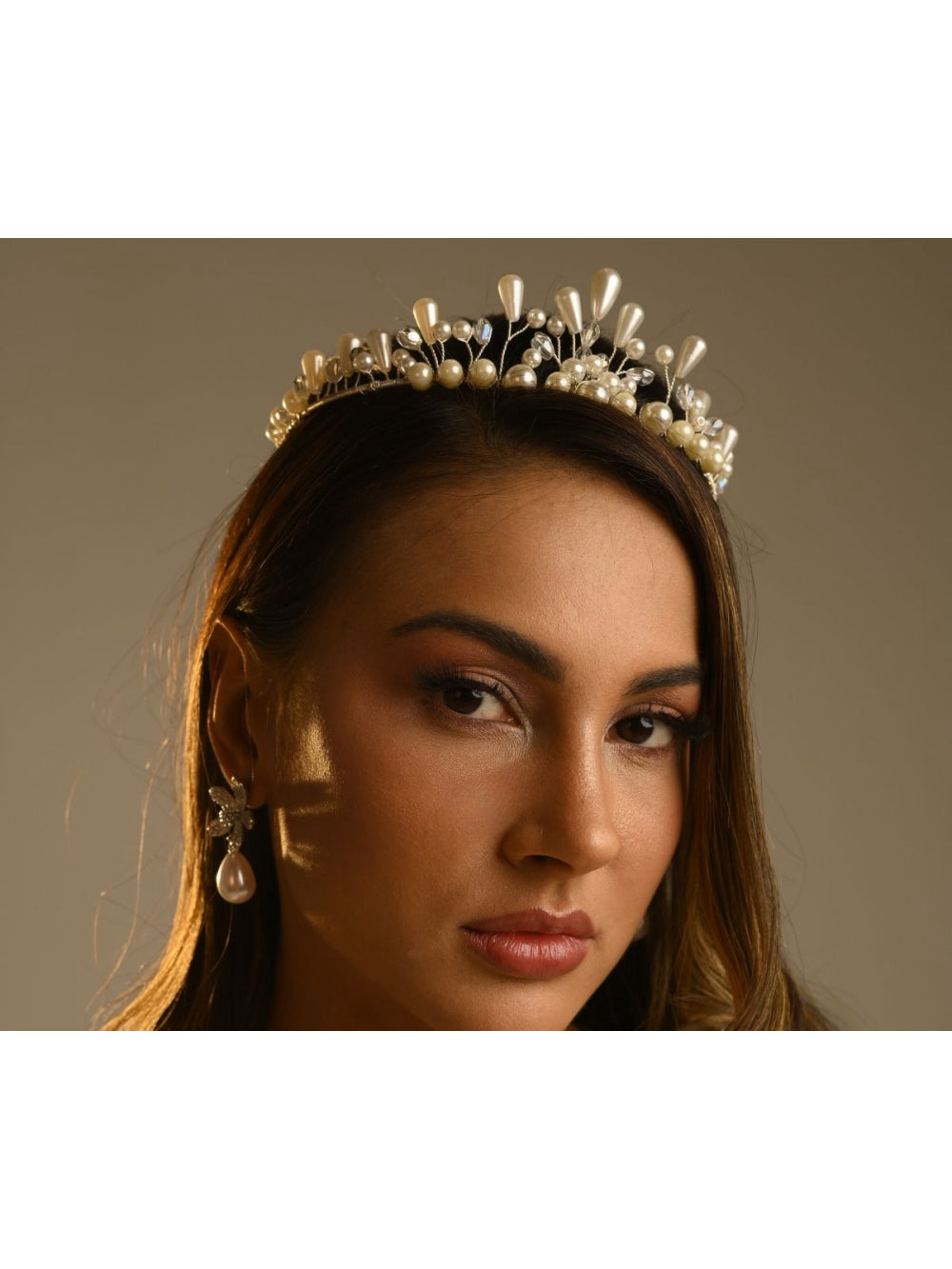 Tiara Coroa De Pérolas Noiva Debutante Princesa Grinalda