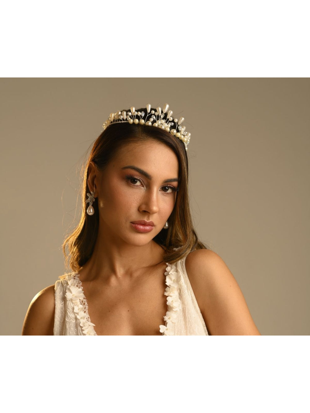 Tiara Coroa De Pérolas Noiva Debutante Princesa Grinalda