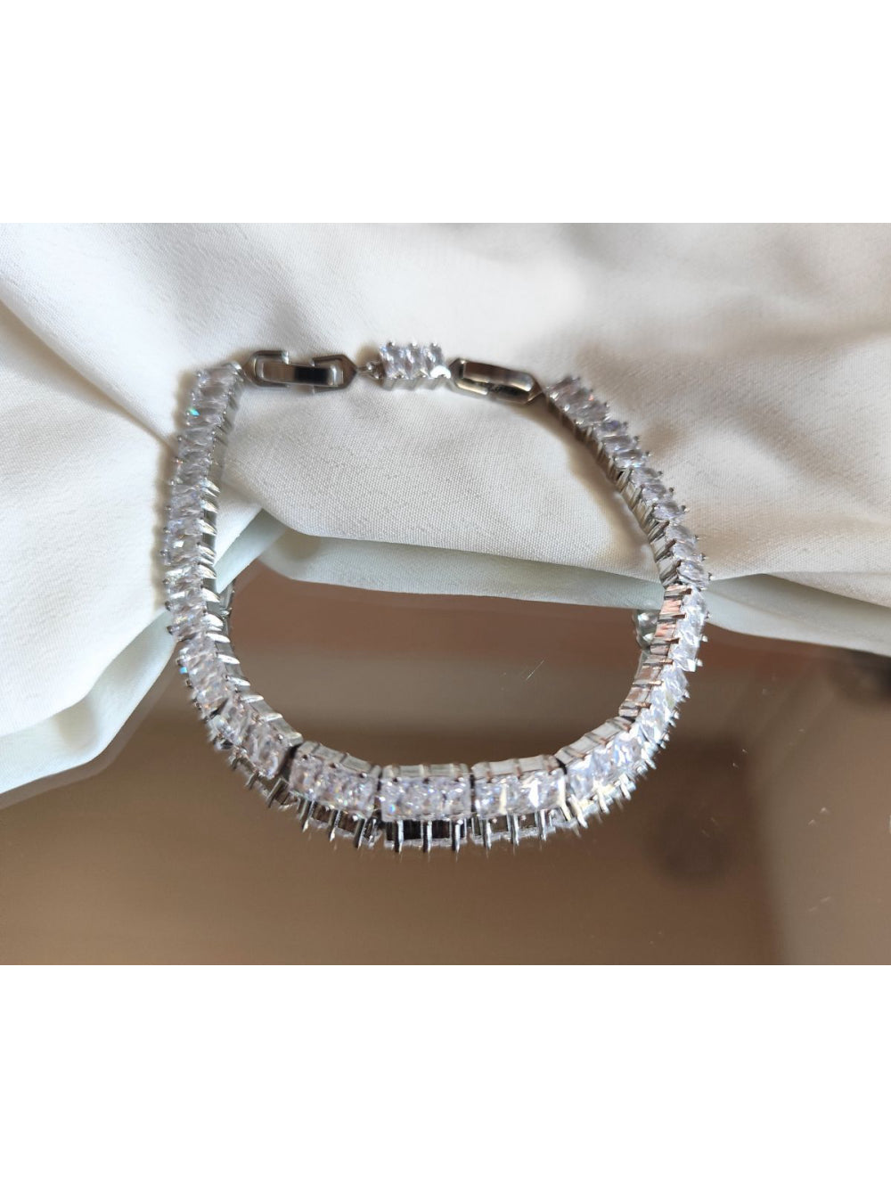 Pulseira Luxo Festa com Zircônias Retângulo Brilho