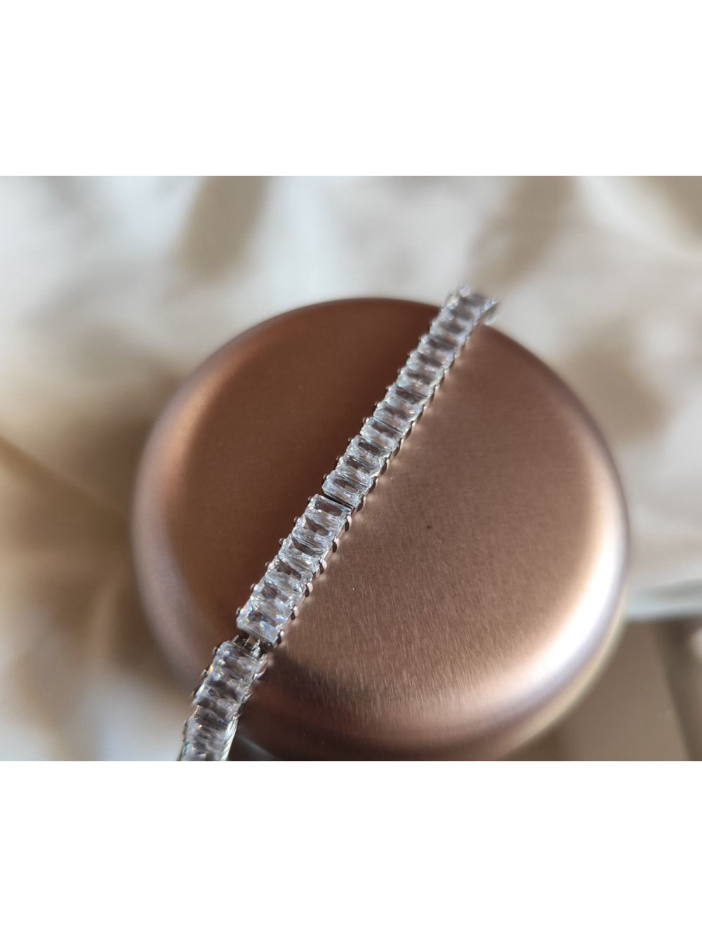 Pulseira Luxo Festa com Zircônias Retângulo Brilho