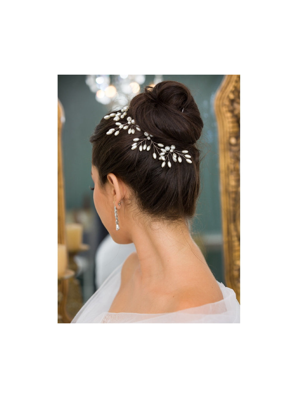 Par de Enfeites de Cabelo para Noivas Arranjo Pérolas Festas