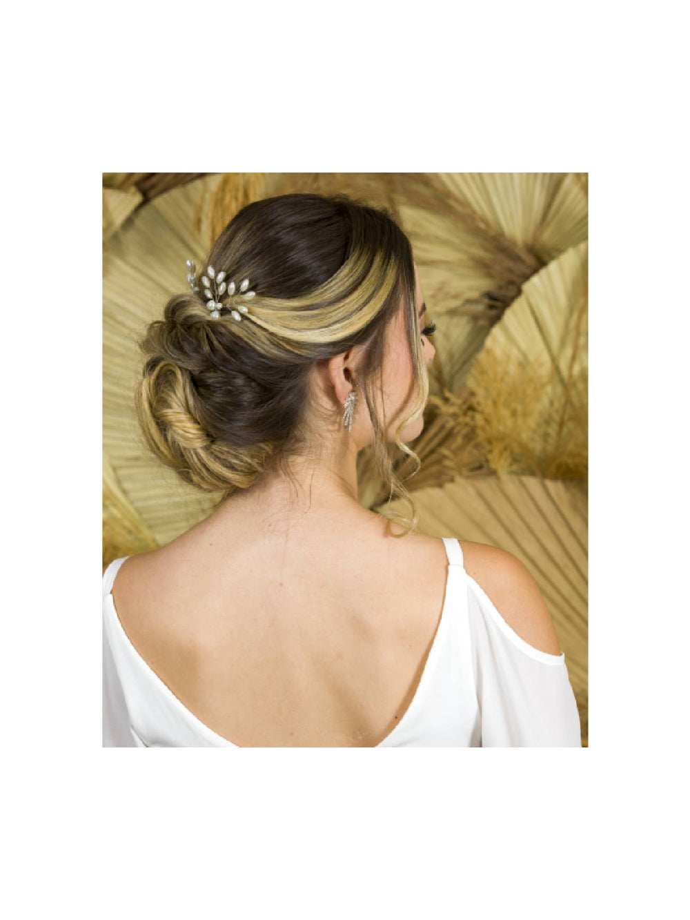 Par de Enfeites de Cabelo para Noivas Arranjo Pérolas Festas
