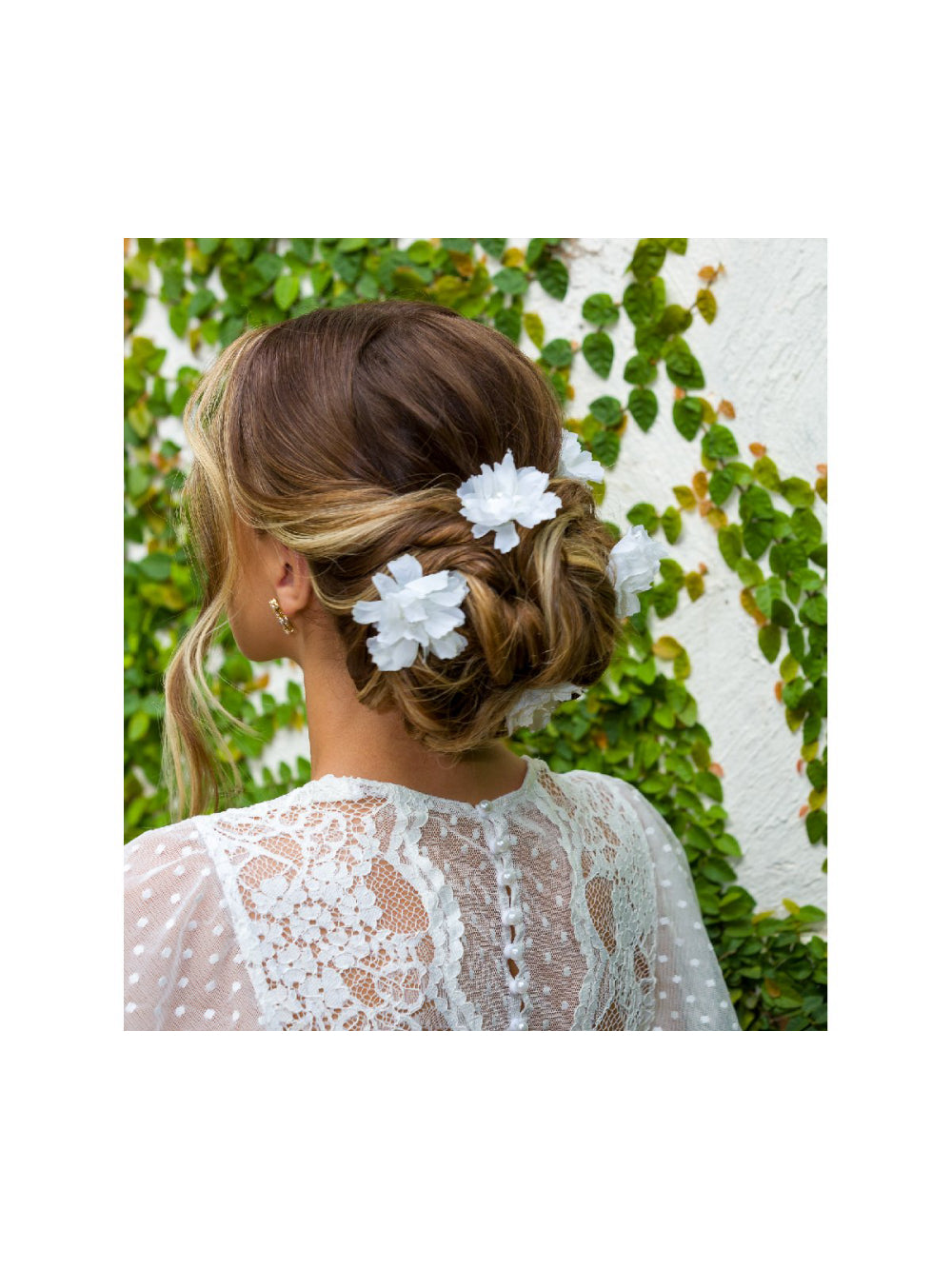 Kit Grampos de Cabelo Flor Branca Pin Noiva Daminha Florista