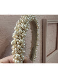 Tiara De Pérola Bordada Off White Média Luxo Casamento
