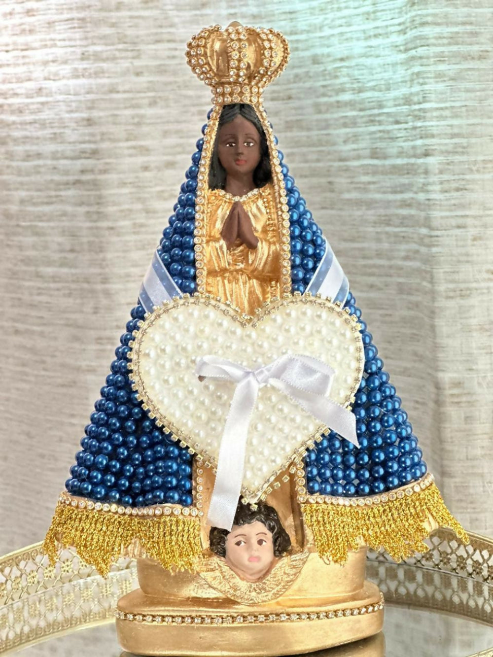 Porta Alianças Nossa Senhora Aparecida Pérolas Art Lu