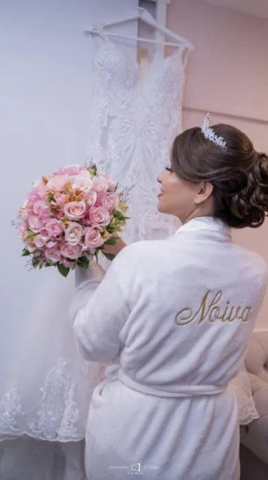 Roupão Branco Noiva Personalizado With My Name