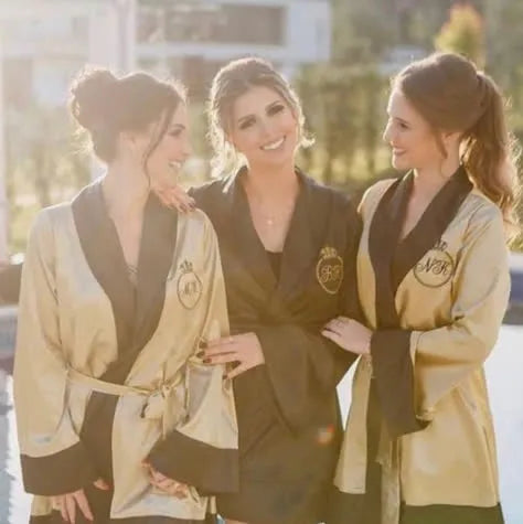 Robe Dourado com Preto Personalizado With My Name