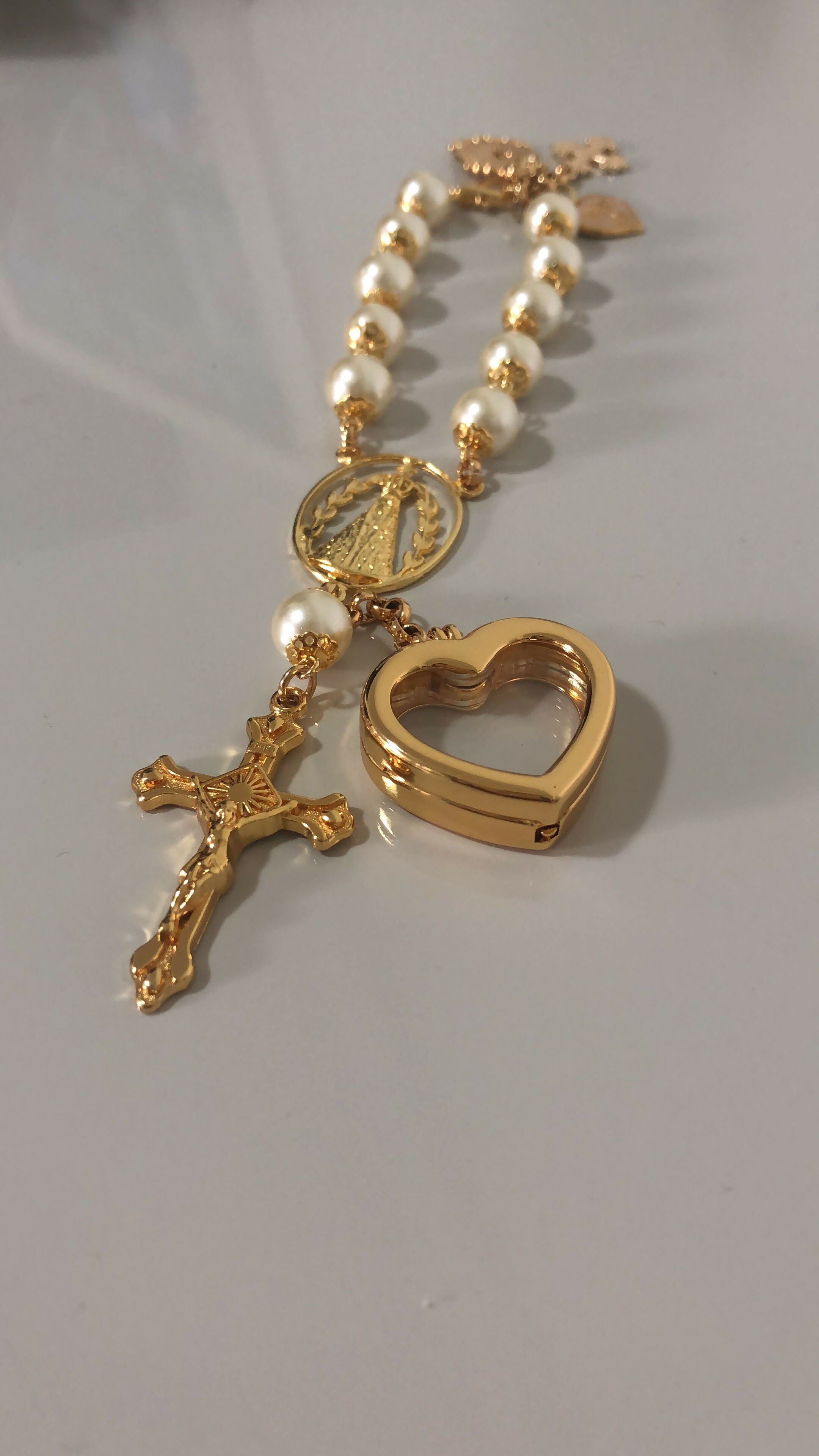Terço para Noiva Dezena para Buquê com Relicário Art Lu