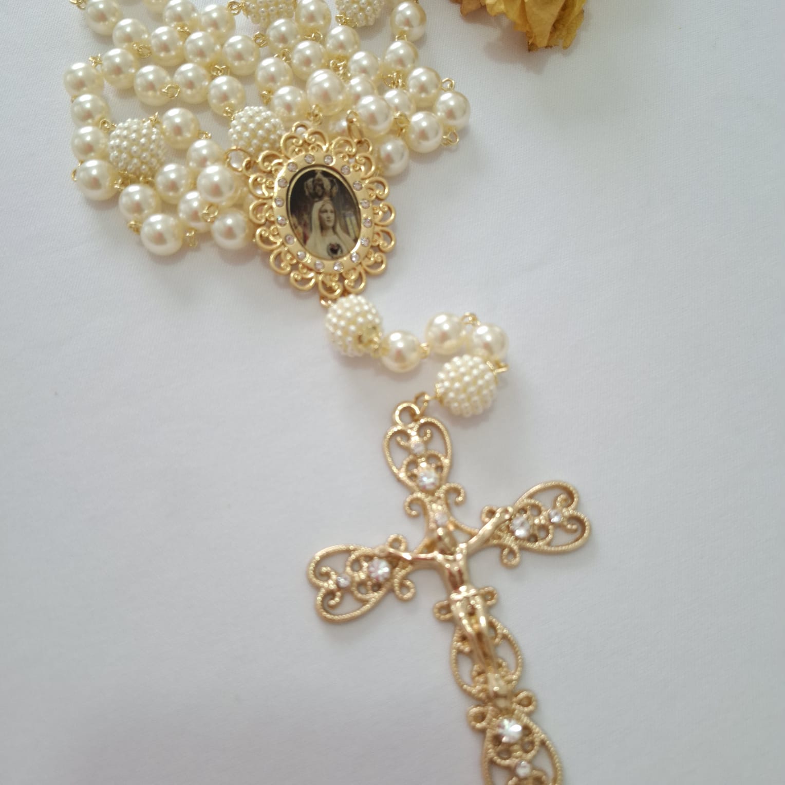 Terço de Noiva de Nossa Senhora de Fátima Ateliê Fernanda Cristina