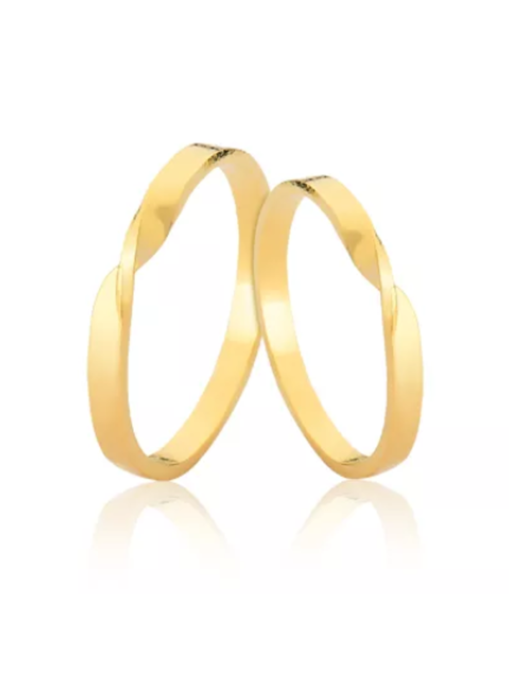 Par Aliança Casamento 2mm Ouro 18K Torcida Neumond Joias