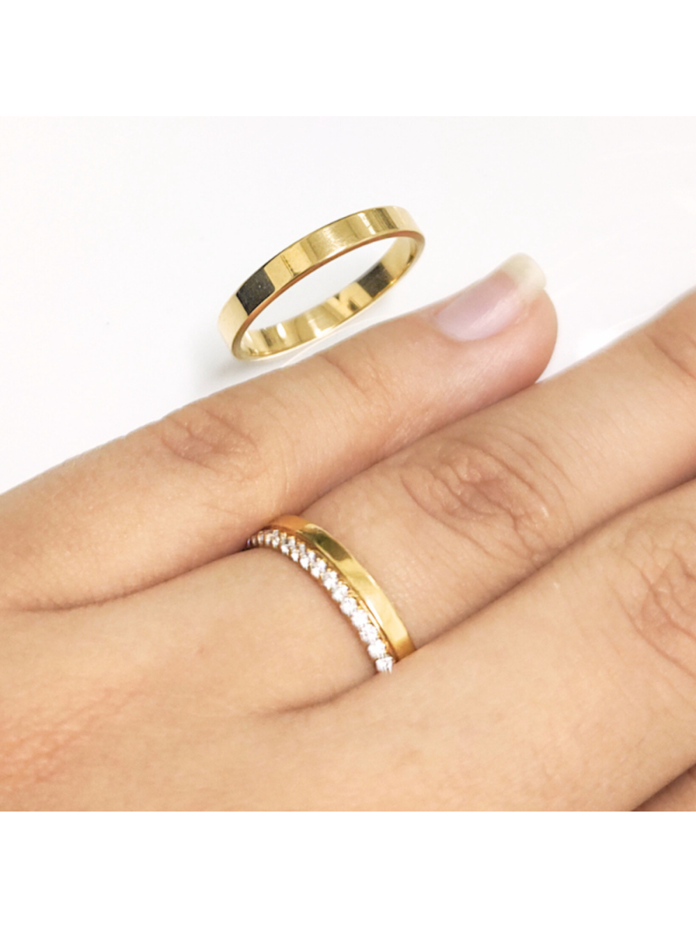 Par Aliança Casamento 4mm Ouro 18K Sunny Smiles Neumond joias