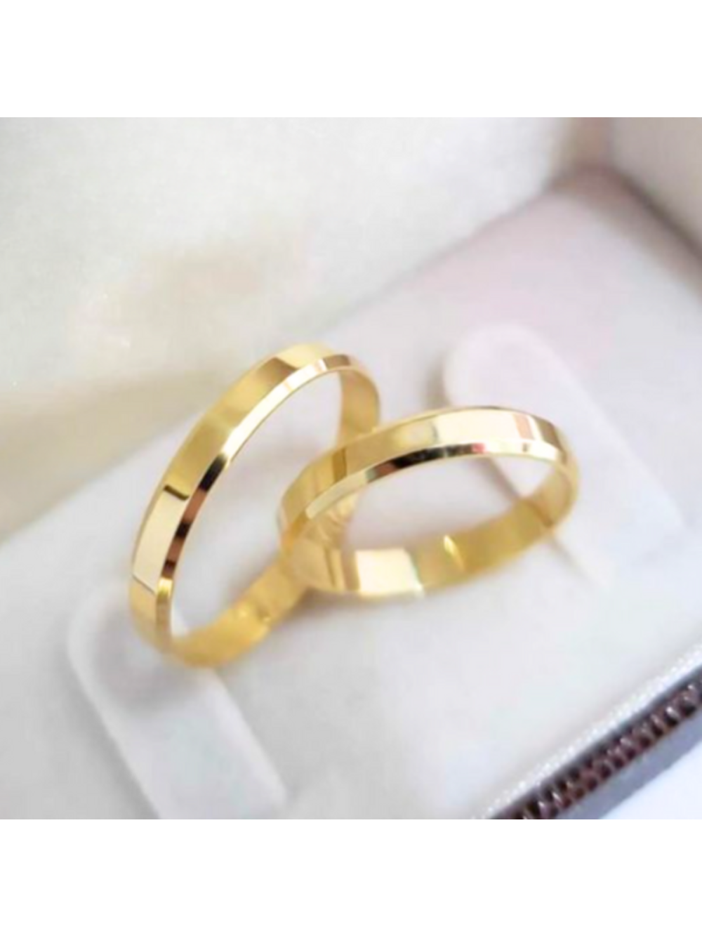 Par Aliança Casamento 3mm Ouro 18K Chanfrada Neumond Joias