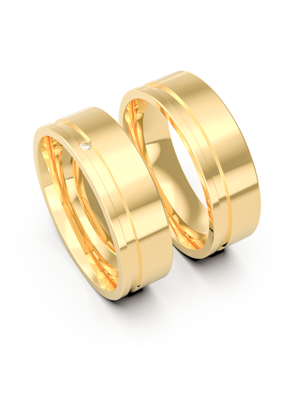 Par Aliança Casamento Ouro 18K Reta Acima do Sol Neumond Joias