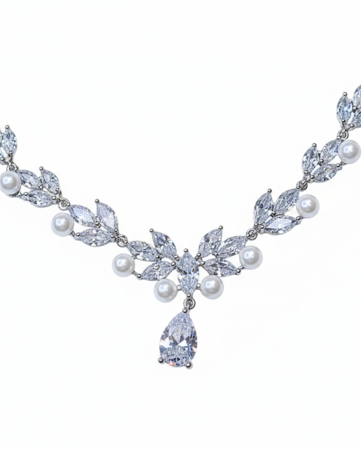 Conjunto de Pérolas e Zircônias Silver Angel Narcisa Acessórios