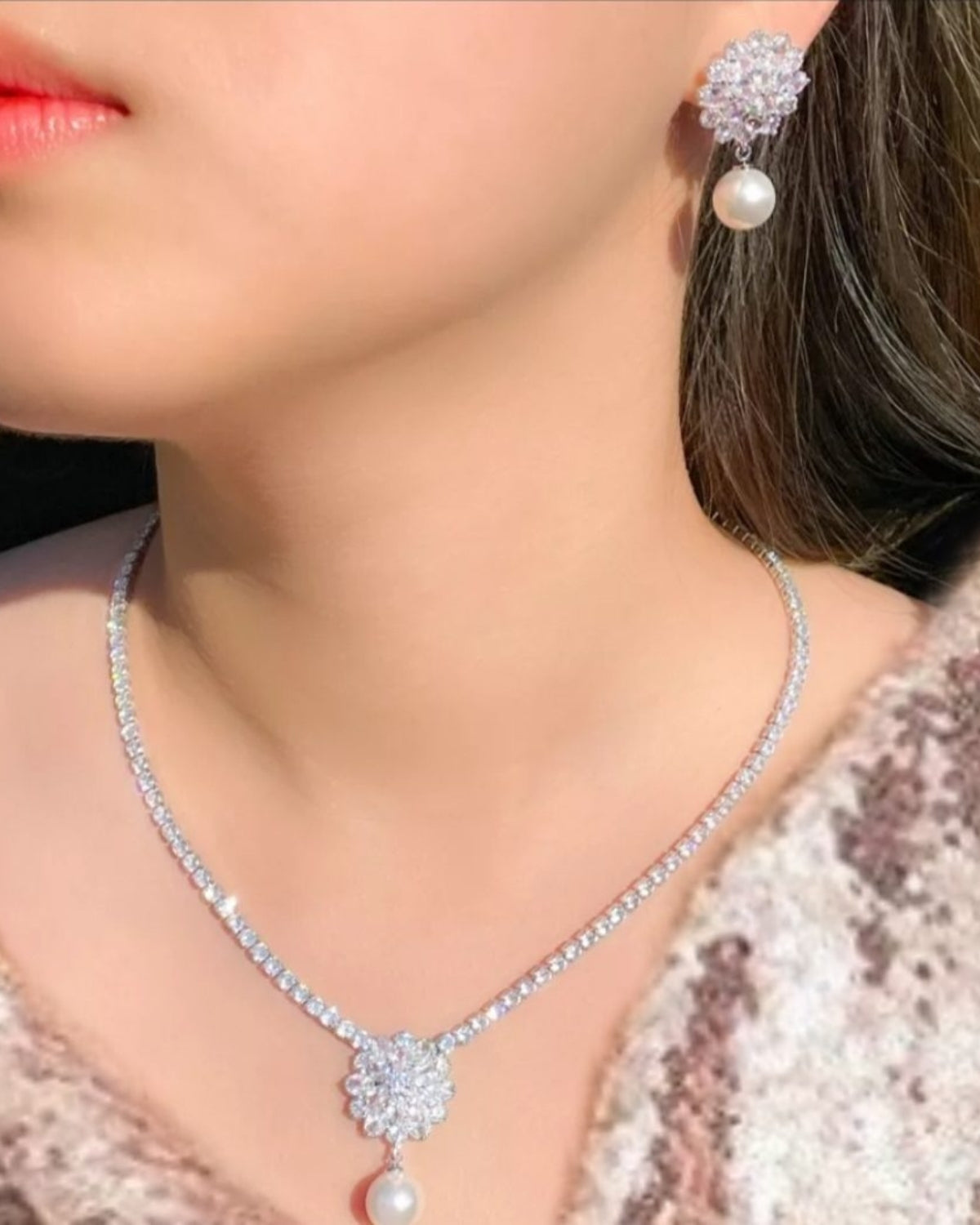 Conjunto de Pérolas e Zircônias Maalak Narcisa Acessórios