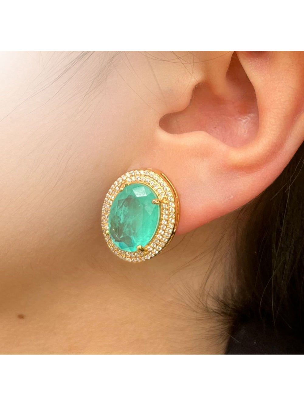 Brinco Carin Turmalina Fusion e Zircônia Banho Ouro 18K  | Yuriko Semijóias