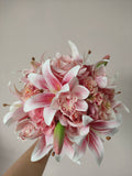 Buquê de Noiva Lírios Rosa Noivinha Flor