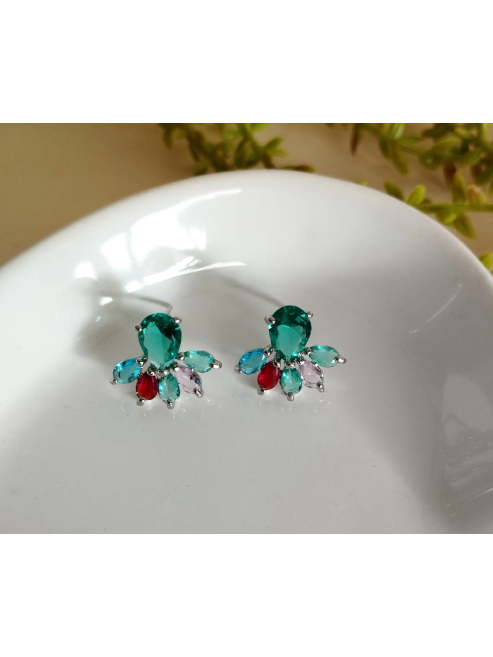 Brinco Leque de Zircônias Delicado Brilho Luxo Festa