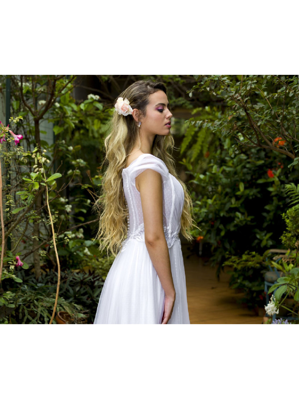 Flor de Cabelo Rosas Duplas para Noivas Casamento