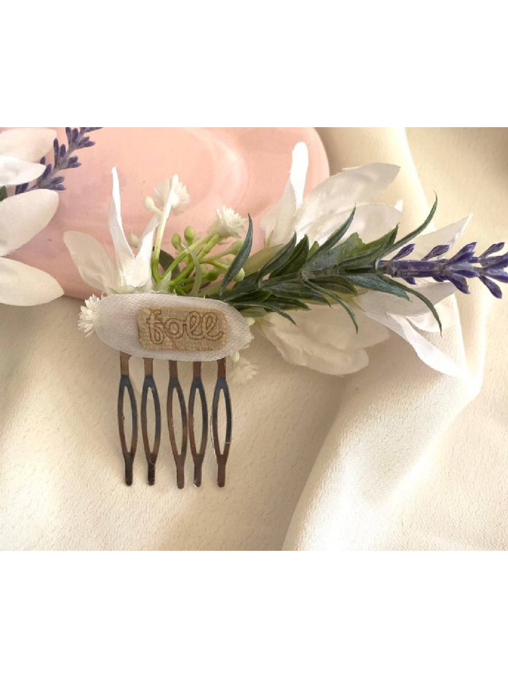 Arranjo de Cabelo Flores Brancas c/ Lavanda para Noivas c/ 2