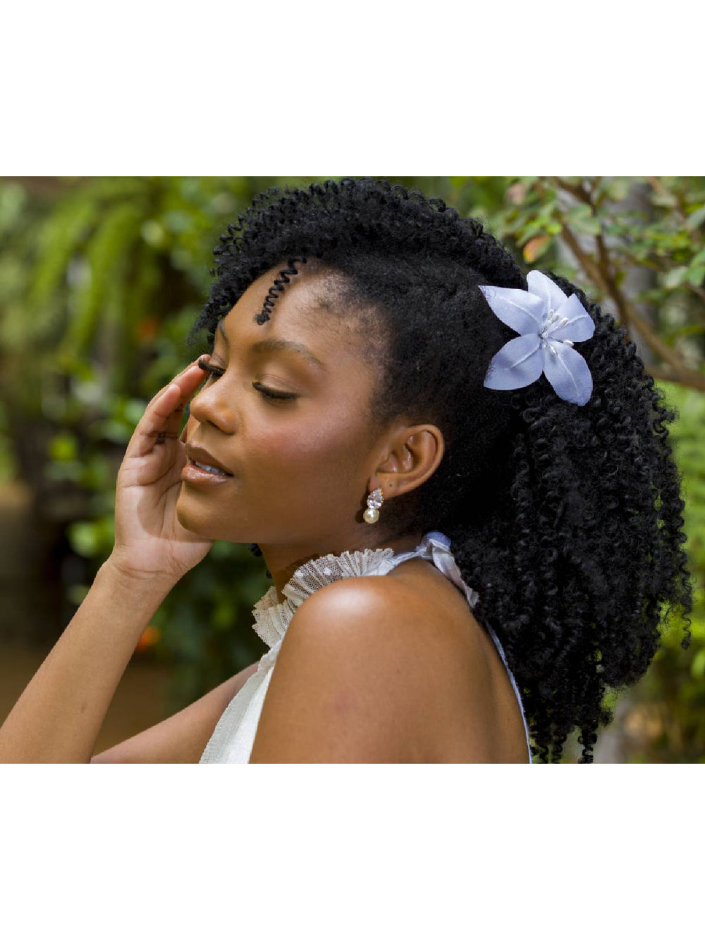 Arranjo de Cabelo Flor Lírio Grande Branco para Noivas