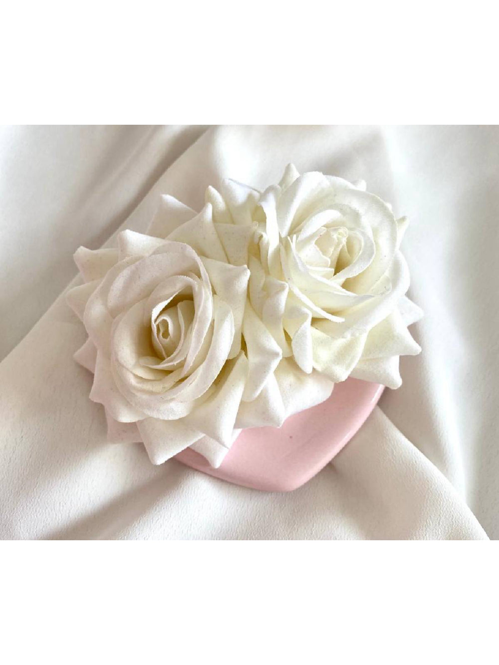 Arranjo Flores De Cabelo Grinalda Rosas Duplas Para Noivas