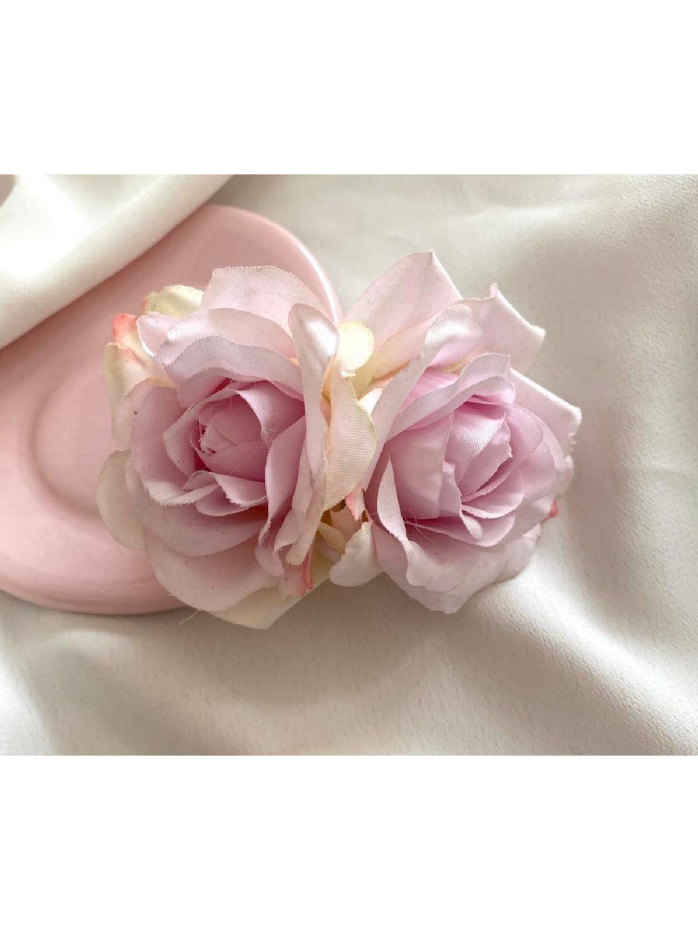 Flor de Cabelo Rosas Duplas para Noivas Casamento