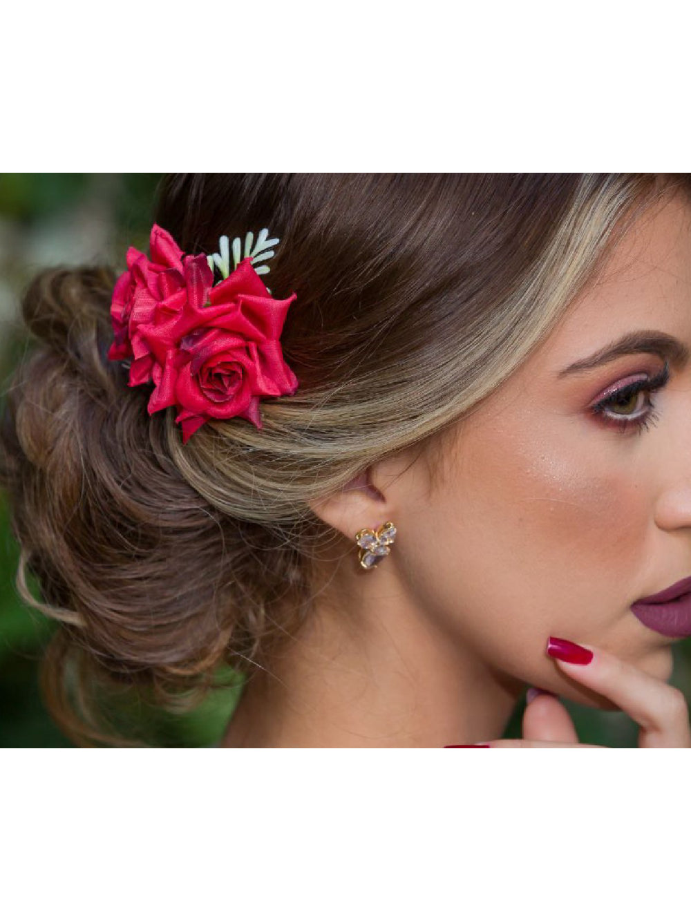 Arranjo Flor de Cabelo Rosas Noivas Dama de Honra