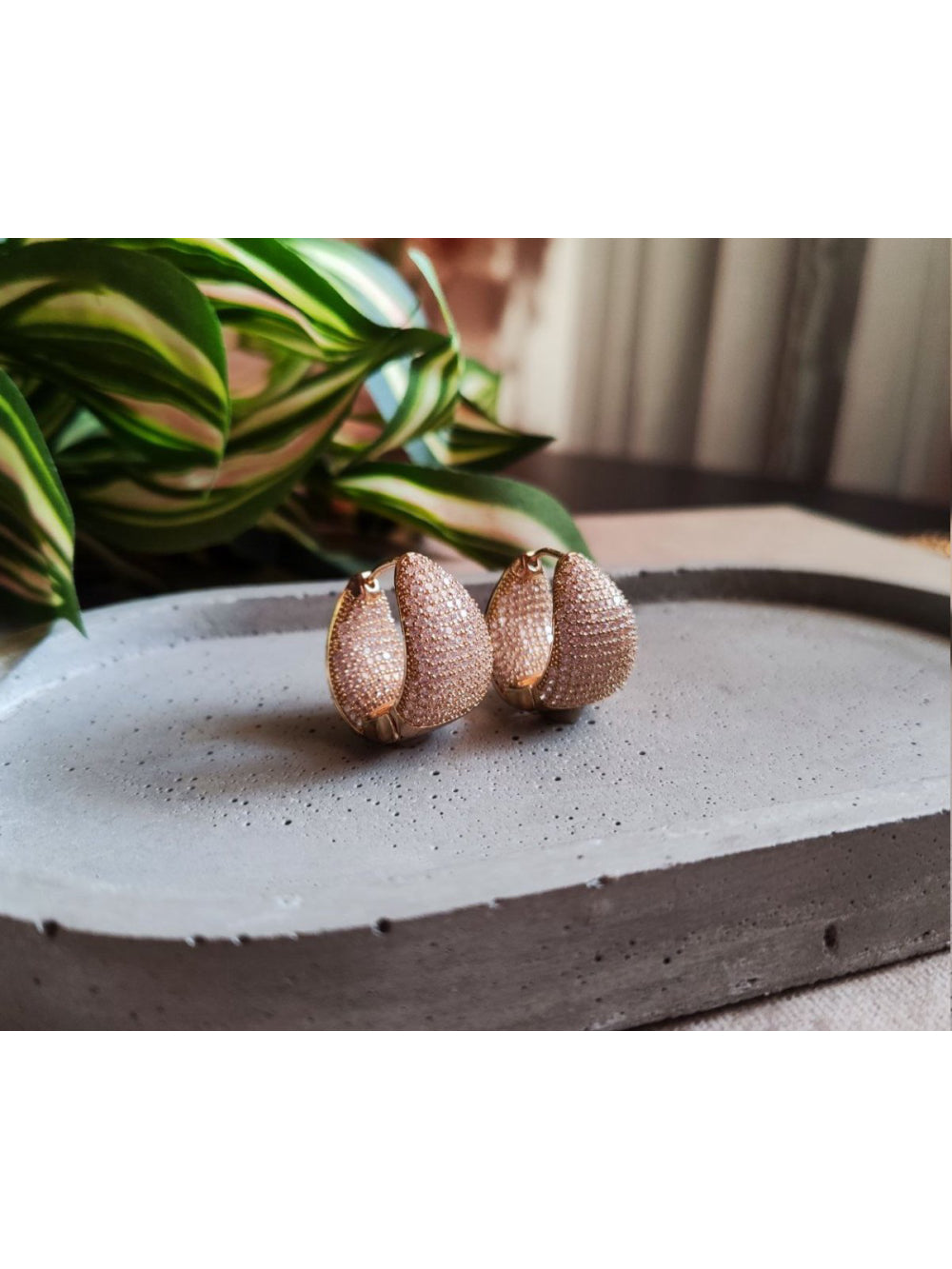 BrincoArgola Gota Strass Cravejado Zircônia Luxo Semijoia