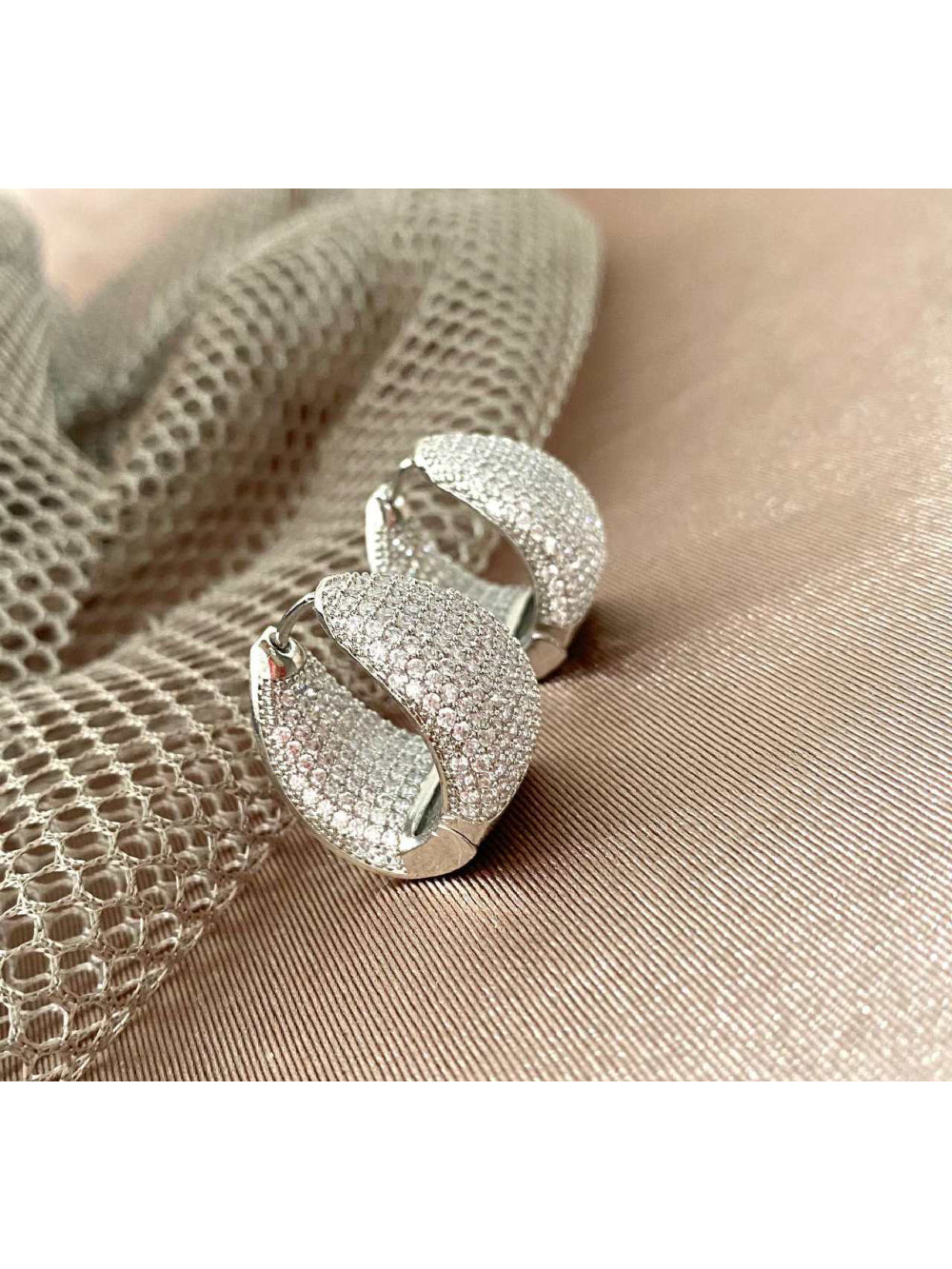 BrincoArgola Gota Strass Cravejado Zircônia Luxo Semijoia