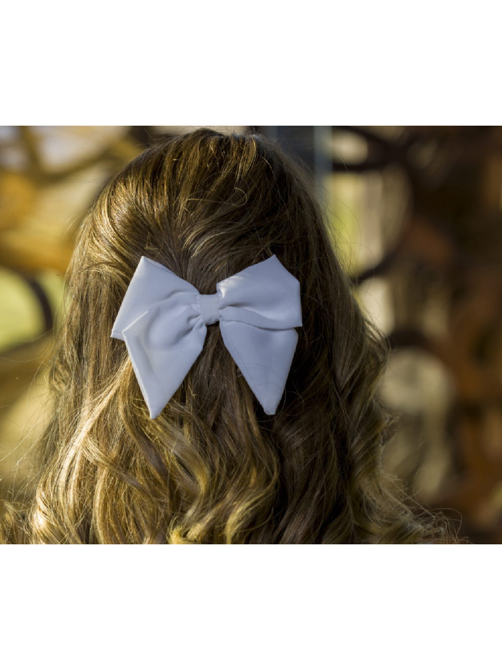 Laço de Crepe Branco Médio para Noivas Daminhas Delicado