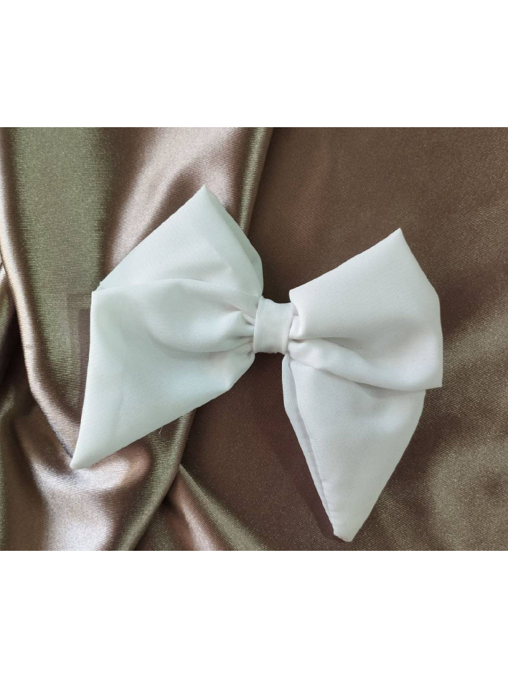 Laço de Crepe Branco Médio para Noivas Daminhas Delicado